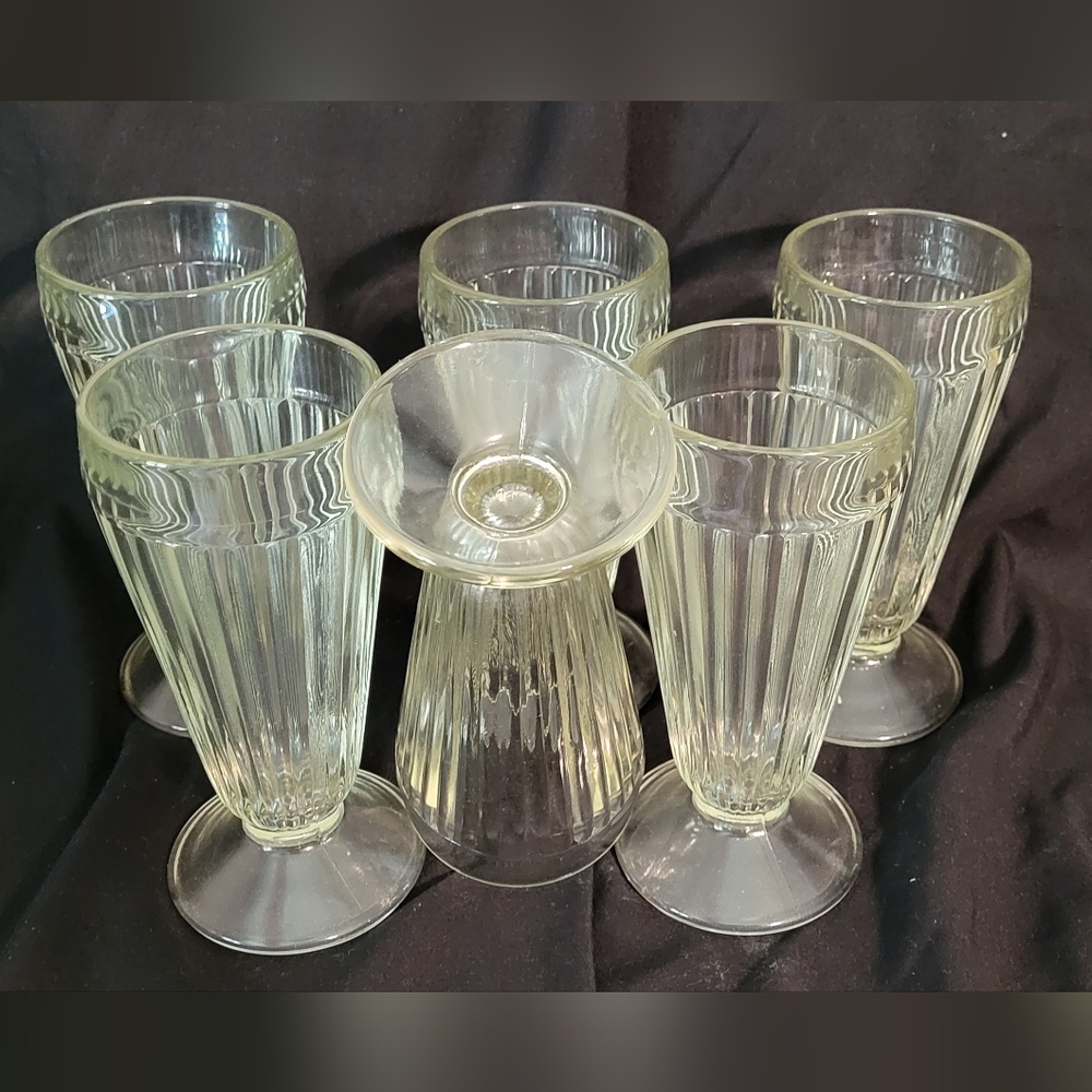 Libbey 1950's Vintage Ice Cream Sundae Clear Glasses Milkshake